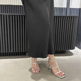 Sandals Celebrity style white nude high heels for women  new T-belt hollowed out Roman shoes~Summer dress wearing high heels sandals Y240618MYK2