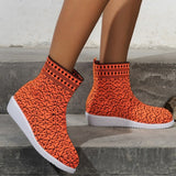 lovefery - Tangerine Red Casual Patchwork Round Comfortable Out Door Shoes