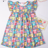 Girls Summer Frill Sleeve Swing Dress with Adorable Animal Prints - Playful & Perfect for Warm Weather