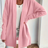 Chic Long Sleeve Knit Cardigan - Cozy Pockets & Open Front - Versatile for Casual Wear, Women's Apparel