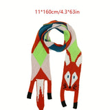 Cozy Fox Plush Scarf For Women - Soft Polyester, Warm & Stylish Winter Accessory, Machine Washable