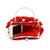 Floral Elegance Clutch - Metal Kiss Lock Handle - Roomy Interior - Perfect for Special Occasions