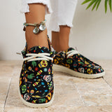 lovefery - Black Casual Patchwork Printing Round Comfortable Shoes