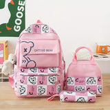 New Schoolbag For Students Female Three-piece Set Korean Version Of Color Contrast Large Capacity Backpack Insulated Box Bag