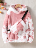 2pcs Adorable Fuzzy Teddy Sweatshirt Tops and Bag Set for Girls - Soft, Warm, and Cozy Casual Outfit for Fall and Winter - Perfect Gift Idea for Kids