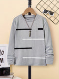 Cozy Boys' Striped Knit Pullover Sweater - Soft Long Sleeve Crew Neck Top with Stylish Design for Spring and Fall Seasons - Perfect for Casual Everyday Wear