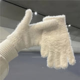 Cozy Plush Winter Gloves For Women - Warm, Stretchy Full-Finger Touchscreen Compatible Mittens In Solid Colors