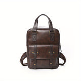 1pc Vintage-Inspired British Style Backpack - Durable Retro PU Leather Fashion Accessory