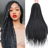 18-Inch Braids Crochet Hair - 6 Packs of Goddess Black Crochet Hair with Straight Ends - Bohemian Hippie Style - Pre-looped Synthetic Braiding Hair for Women