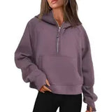 Yoga Scuba Half Zip Hoodie Jacket Designer Sweater Women's Define Workout Sport Coat Fitness Activewear Top Solid Zipper Sweatshirt Sports Gym Clothes