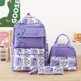 New Schoolbag For Students Female Three-piece Set Korean Version Of Color Contrast Large Capacity Backpack Insulated Box Bag