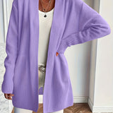 Chic Long Sleeve Knit Cardigan - Cozy Pockets & Open Front - Versatile for Casual Wear, Women's Apparel