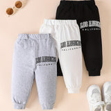 3pcs Soft & Cozy Baby Boys Los Angeles, California Alphabet Print Sweatpants - High Stretch, Loose Fit, Comfortable Cotton Trousers for Spring, Autumn, and Winter Seasons