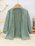 Girls Cozy Solid Knit Cardigan - Asymmetrical Neck, Slight Stretch, Machine Washable - Perfect for Spring and Autumn Casual Wear