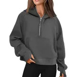 Yoga Scuba Half Zip Hoodie Jacket Designer Sweater Women's Define Workout Sport Coat Fitness Activewear Top Solid Zipper Sweatshirt Sports Gym Clothes