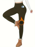 Elegant Stretchy Thermal Yoga Leggings: High Waist, Fleece-Lined with Pocket - Warm, Durable & Versatile for All Seasons