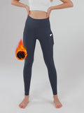 Thermal Warm Fleece Lined Sports Leggings - Soft, Breathable, Moisture-Wicking, Four-Way Stretch, High-Waisted, Pocketed, Yoga and Workout Winter Leggings for Women