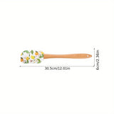 1pc Detachable Floral Print Silicone Spatula with Wooden Handle, Food-Safe Kitchen Baking Tool for Home Cooking, Assorted Designs