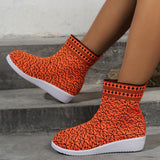 lovefery - Tangerine Red Casual Patchwork Round Comfortable Out Door Shoes