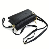 Multi Zipper Clutch Purse For Women, Solid Color Crossbody Bag, Fashion Handbags With Wristlet Wallet