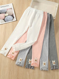 Versatile 95% Cotton Bunny Decor Leggings For Girls Spring Fall Outdoor Gift