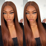 200% Density 13X4 HD Lace Front Wig Human Hair Chocolate Brown Straight Lace Front Wig Pre Plucked With Baby Hair 100% Brazilian Remy Human Hair For Women