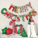 New Merry Christmas Banner Christmas Party Decoration Balloon Set (16 Inch 3D Letters) - Cute Candy Style Santa Claus Snowman Deer Foil Balloon Studio Props Paper Fan Christmas Party Supplies, Christmas Decoration Supplies Banner