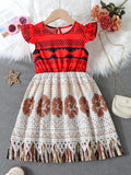 Girls Bohemian Flutter Sleeve Dress - Flowy & Feminine, Vibrant Prints - Perfect for Summer Holidays & Parties, A Delightful Gift