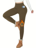 Elegant Stretchy Thermal Yoga Leggings: High Waist, Fleece-Lined with Pocket - Warm, Durable & Versatile for All Seasons