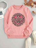 All-Season Geometric Leopard Print Casual Sweatshirt - Stretchy, Durable Crew Neck Top for Daily Comfort