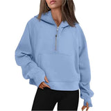 Lu-43 Autumn Winter Yoga Suit Scuba Hoodie Half Zip Women's Sports Sweater Loose Gym Jacket Fitness Short Plush Coat Sweatshirtmm