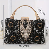 Elegant Floral Rhinestone Clutch with Secure Buckle - Dazzle at Dinners & Galas - Polyester Lined for Durability