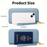 Long Wallet, Multi Slots Large Capacity Purse, Wipeable, Polyester Lining, RFID Blocking, Minimalist Style Best Gift Wallet