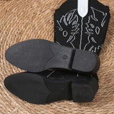 lovefery - Black Casual Embroidered Patchwork Pointed Comfortable Out Door Shoes