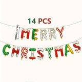 New Merry Christmas Banner Christmas Party Decoration Balloon Set (16 Inch 3D Letters) - Cute Candy Style Santa Claus Snowman Deer Foil Balloon Studio Props Paper Fan Christmas Party Supplies, Christmas Decoration Supplies Banner