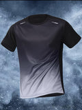 Gradient Color Mens T-shirt - Comfortable Crew Neck, Ultra-Soft Short Sleeves, Super Quick-Dry & Breathable - Perfect for Summer Gym, Fitness & Training