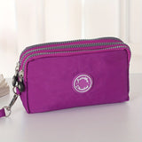 Three Zipper Clutch Wallet, Women Multi Layer Coin Purse, Versatile Wristlet Mobile Phone Bag