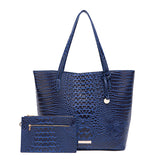 Crocodile Embossed Tote Bag Set, Elegant Shoulder Bag With Clutch Purse, Women's Office & Work Handbag