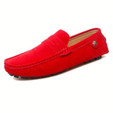 Women's Solid Color Penny Loafers, Round Toe Slip On Suedette Rubber Sole Shoes, Wear-resistant Flat Shoes