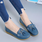 Womens Low Wedge Loafers - Lightweight & Anti-slip Slip-Ons - Comfortable Soft Sole Solid Color Flats for Everyday Style