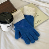 Thick Wool Cuff Knit Gloves Short Solid Color Soft Warm Gloves Autumn Winter Coldproof Versatile Split Finger Gloves