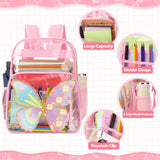 3 Pcs Pink Clear Backpack Stadium Approved Backpack Clear School Backpack with Lunch Bag for Girls Boys