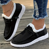 Womens Chic Canvas Loafers - Cozy Plush Lined, Comfortable Lace-Up Design, Classic Low Top - Perfect for Everyday Style