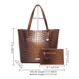 Crocodile Embossed Tote Bag Set, Elegant Shoulder Bag With Clutch Purse, Women's Office & Work Handbag