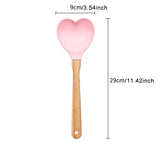 1pc Heart-Shaped Silicone Spatula with Bamboo Handle - Perfect for Baking, Stirring, and Pastry - Ideal Kitchen Gift