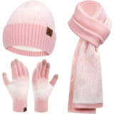 Winter Warmth Set - Fashion Scarves and Accessories - Soft Fleece Beanie Hat, Touchscreen Gloves, and Long Scarf for Women, Perfect Gift Idea