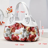 Elegant Large Floral Tote Bag - Versatile & Durable PU Leather with Secure Zipper, Includes Matching Clutch