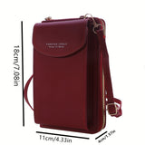 Mini Crossbody Wallet, Zipper Around Clutch Purse, PU Leather Mobile Phone Bag (7.48*3.74*1.65) Inch