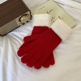 Thick Wool Cuff Knit Gloves Short Solid Color Soft Warm Gloves Autumn Winter Coldproof Versatile Split Finger Gloves