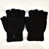 Solid Color Flip Warm Gloves Half Finger Stretchy Gloves Hand Wrist Warmer Fingerless Winter Short Gloves